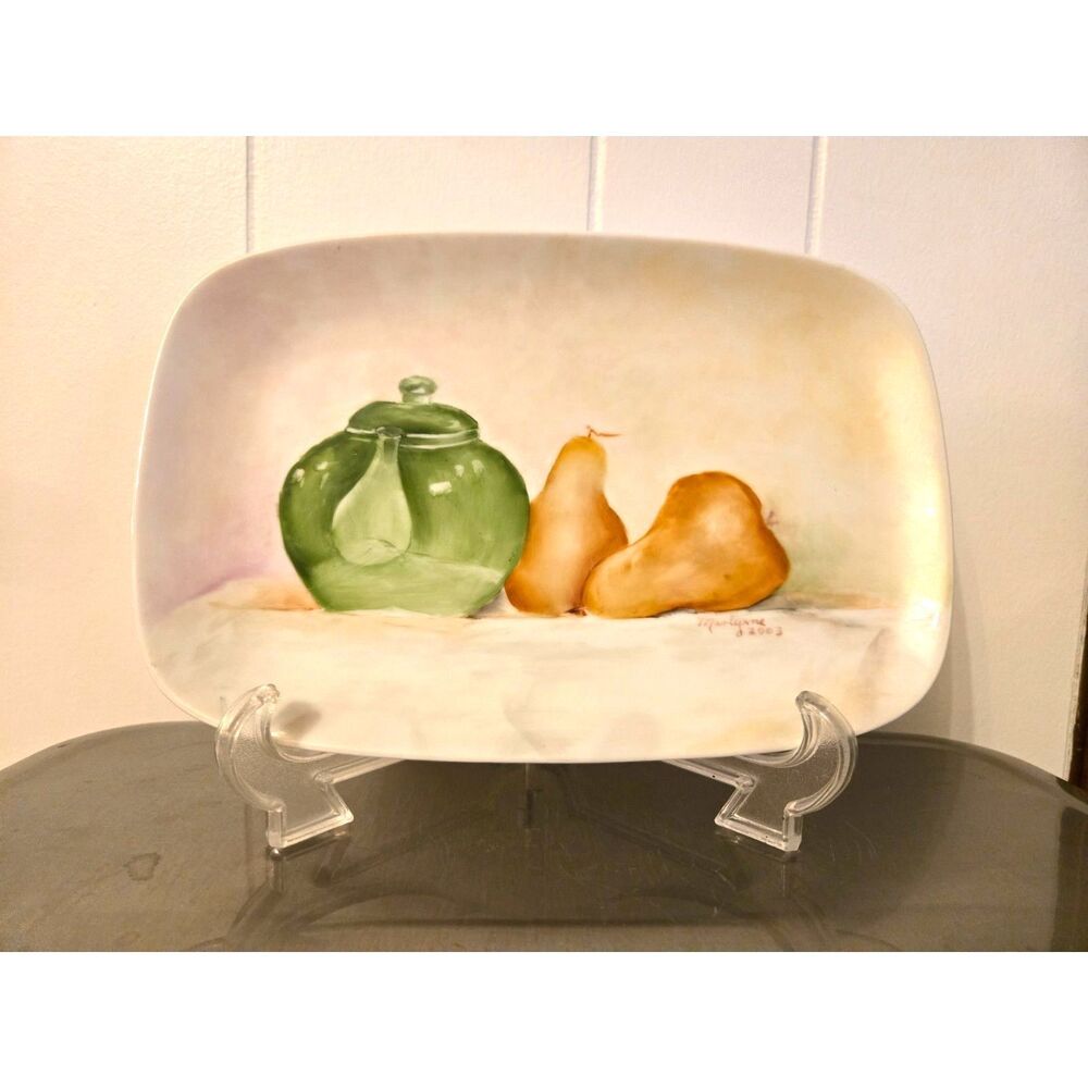 Hand Painted Ceramic Signed Fruit China Serving Dish Circa 2003